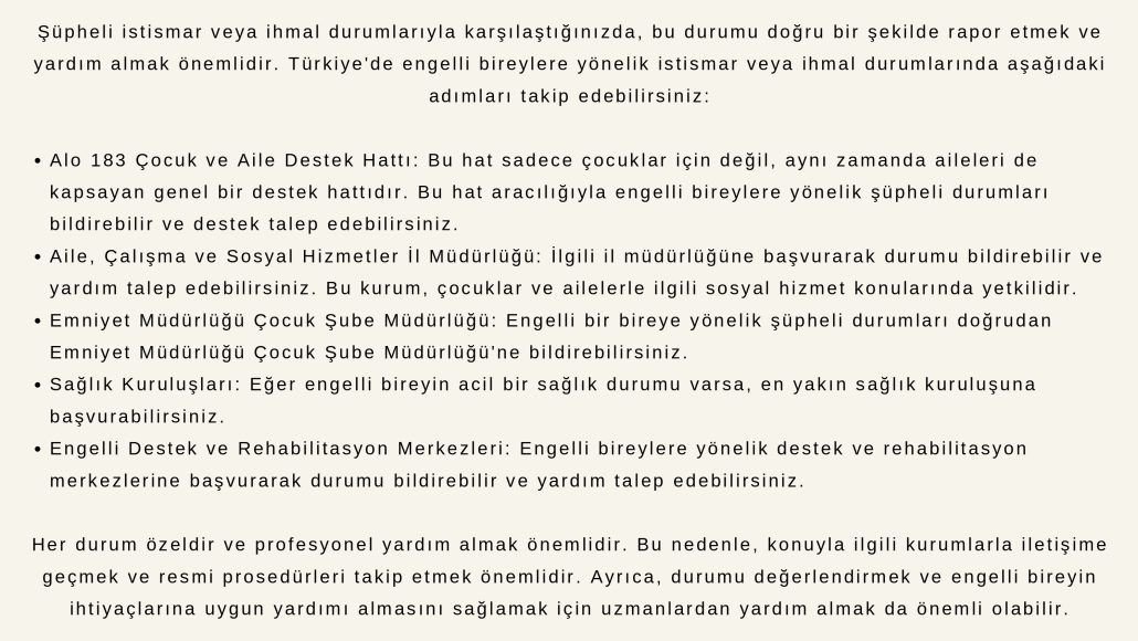Zihinsel Engelli Bireylerde İhmal ve İstismar