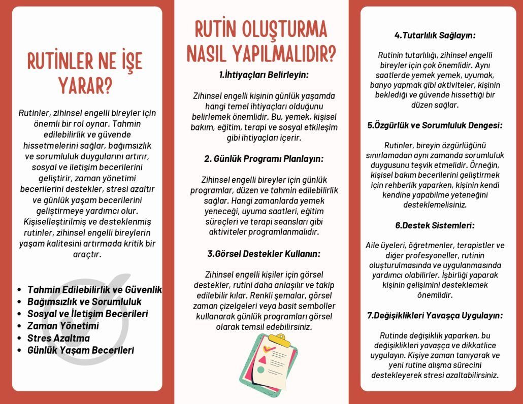 Zihinsel Yetersizliğe Sahip Bireylerde Rutin Oluşturma