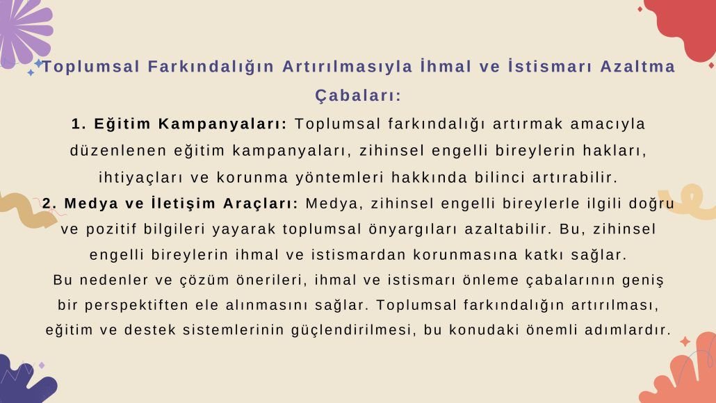 Zihinsel Engelli Bireylerde İhmal ve İstismar